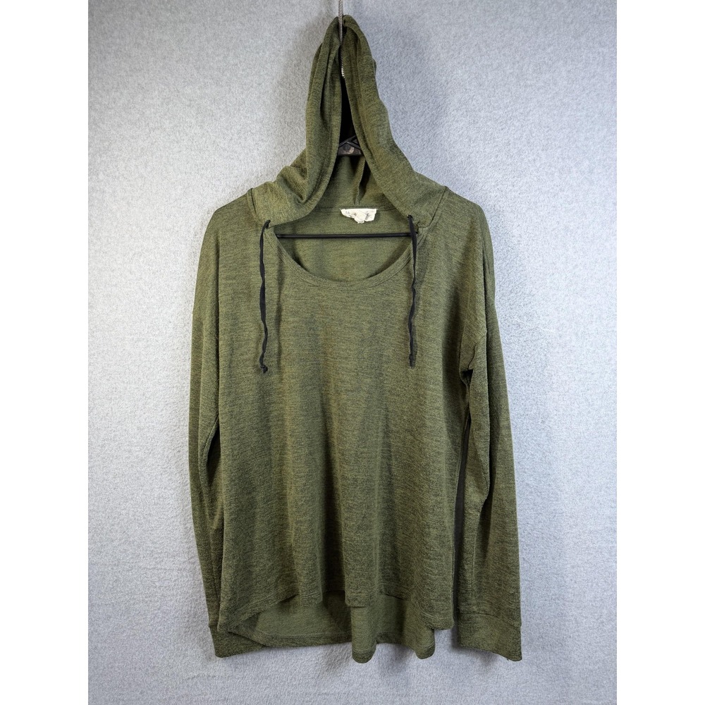 Cloud Chaser Shirt Womens XL Green Hooded Long Sleeve Lightweight Tunic Top